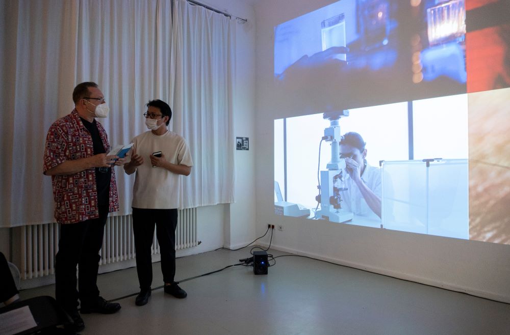 The screening of four short videos at an open studio, Bethanien Artist House in Germany 2