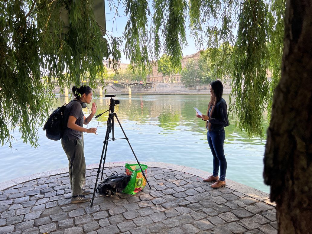 A shooting scene in Paris from “Zoë” during the residency