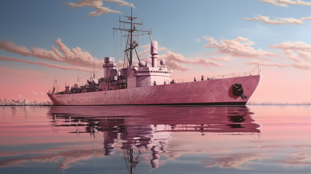 Pink Warship / video installation / 00”02”59 / AI generated 1