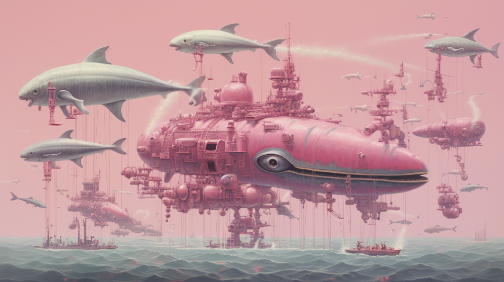 Pink Warship / video installation / 00”02”59 / AI generated 2