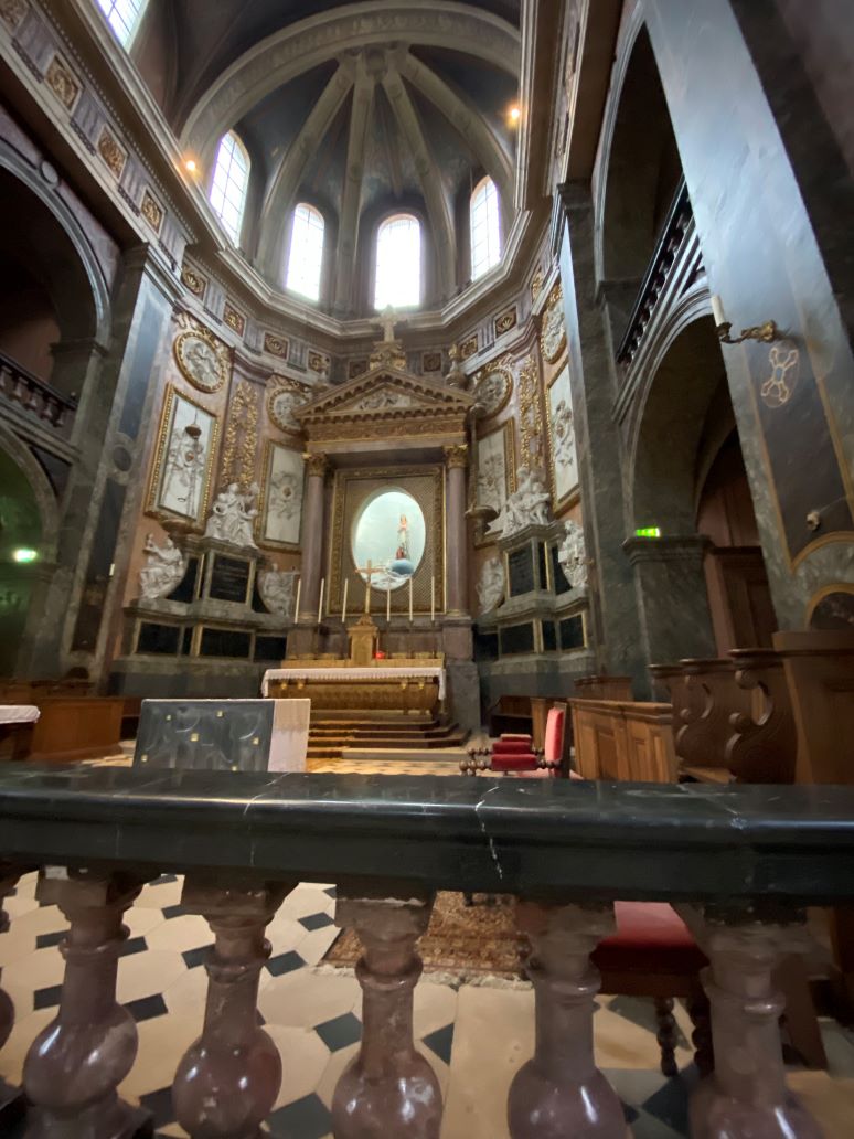 Inside the Blois Cathedral.