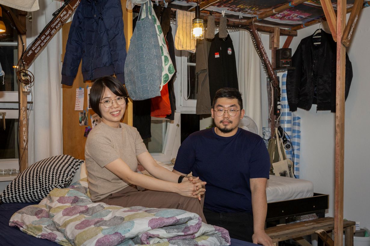 Wen-Ying SHE and Po-Yu KUO, the artists of Working Hard, at the open studio day, Künstlerhaus Bethanien, Germany.